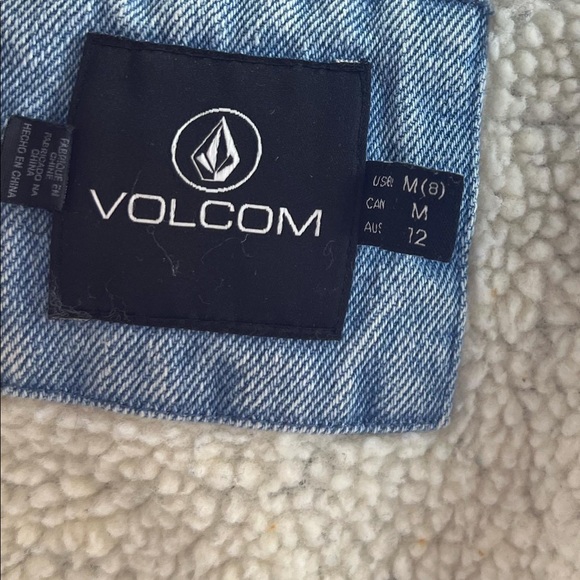 Volcom light wash faux Sherpa lined denim jacket sz men’s m - Picture 8 of 9